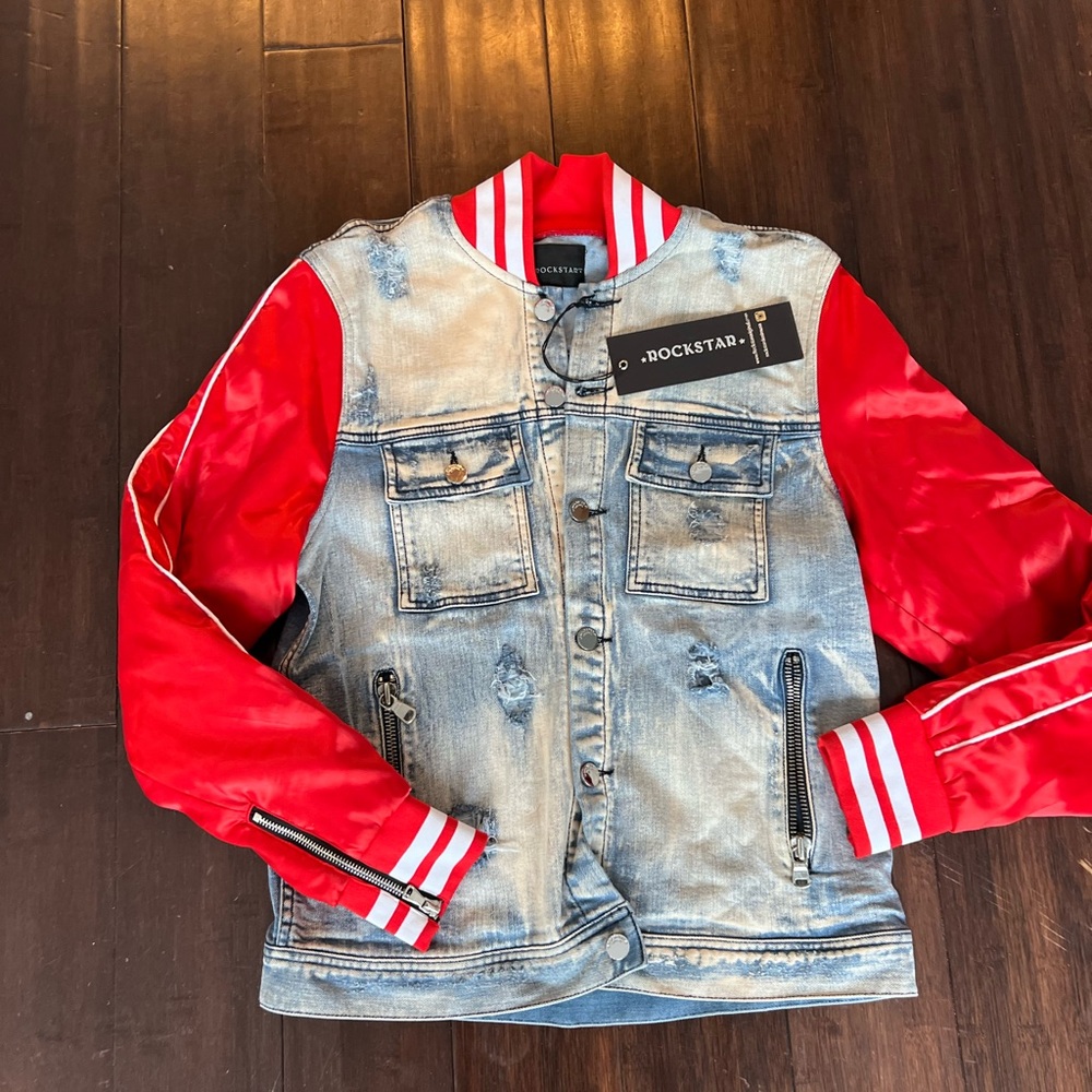 Men’s Denim Jacket with Satin Sleeves